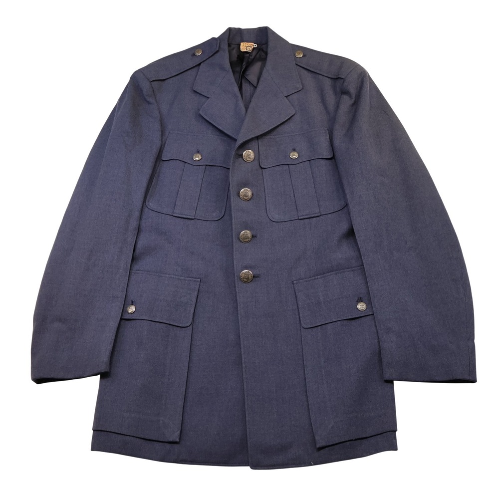 Cherubino Petti Mens 38L Military Wool Serge Coat Blue 84 USAF Service Jacket